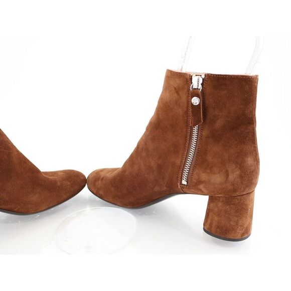 AGL Phillipa Booties Size 38 8 Brown Leather Suede Block Heel Zip Up Boots - Picture 8 of 14